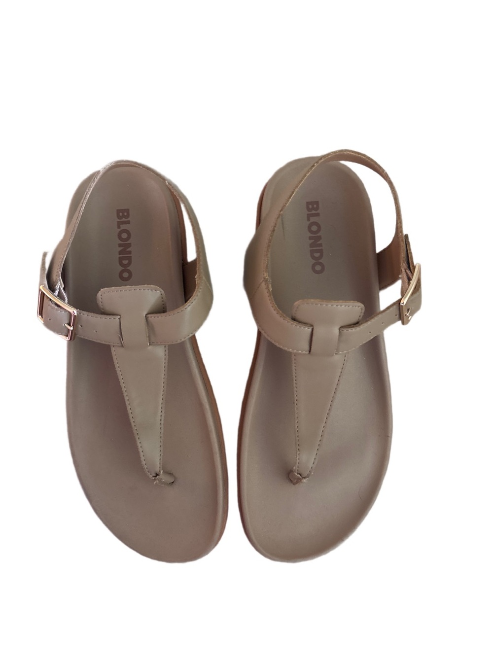 Blondo Taupe T-Strap Buckle Sandals for Women